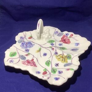 Blue Ridge Handled Leaf Dish Chintz